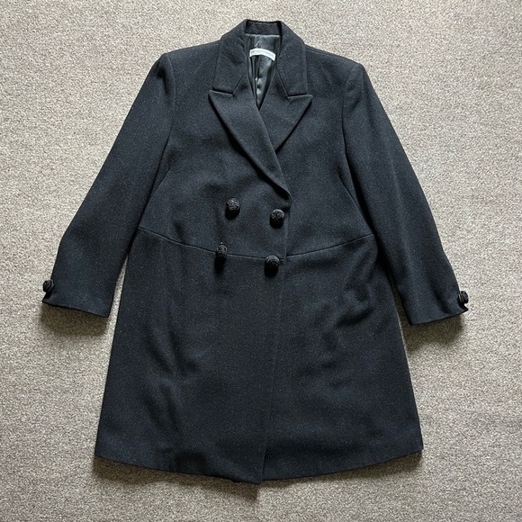 Vintage Emporio Armani Long Wool Trench Overcoat Made in Italy Womens 44 / L/XL - Picture 1 of 16